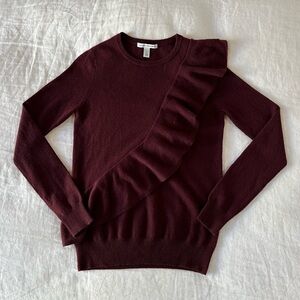 Autumn Cashmere 100% Cashmere Sweater Burgundy Red Color XS